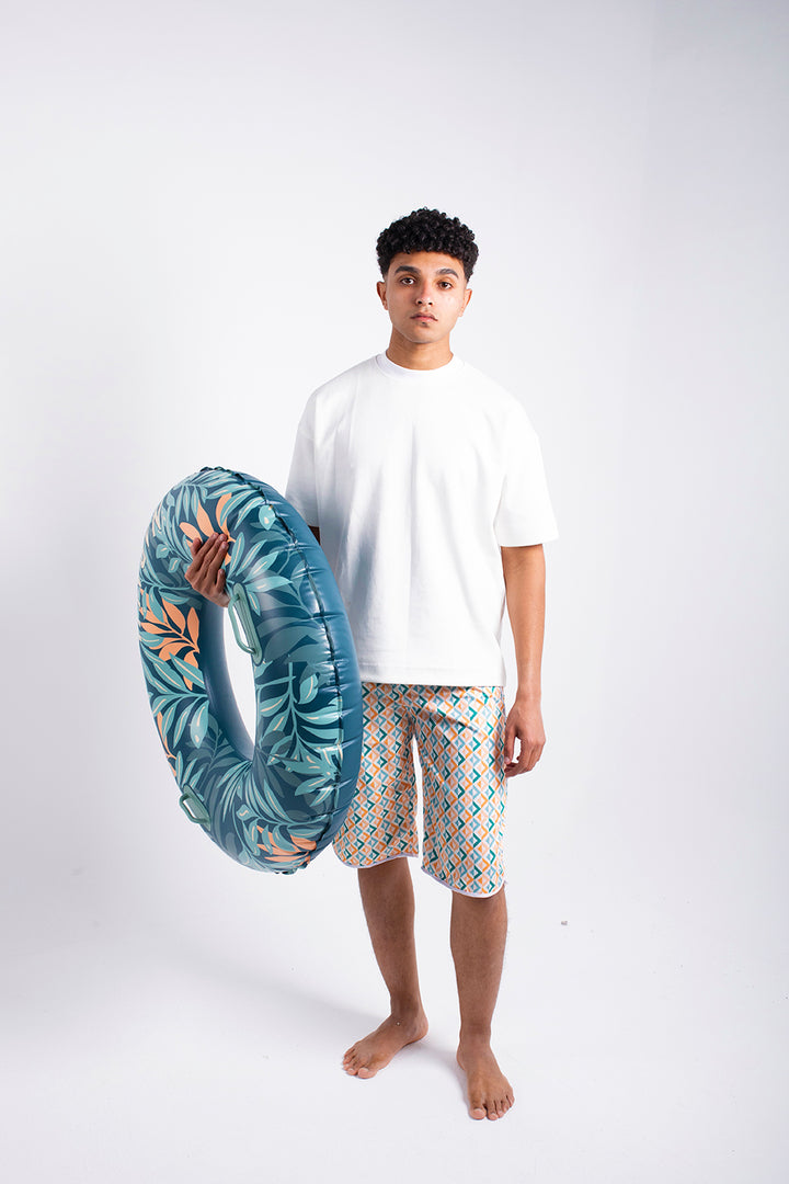 Geometric Pattern Modest Swim Shorts